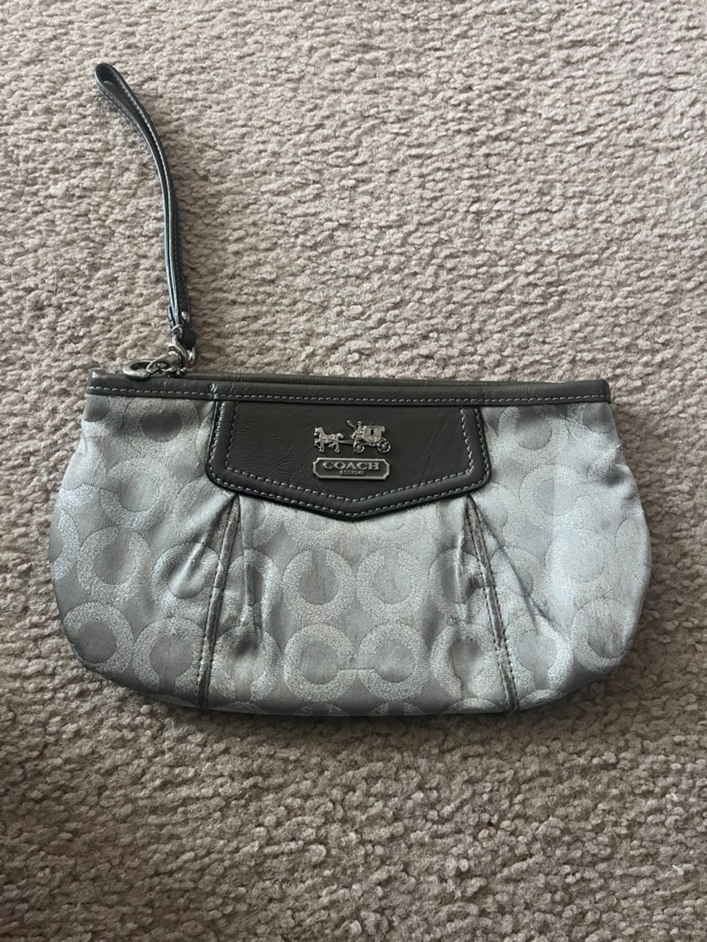 Coach Silver Signature Wristlet Clutch